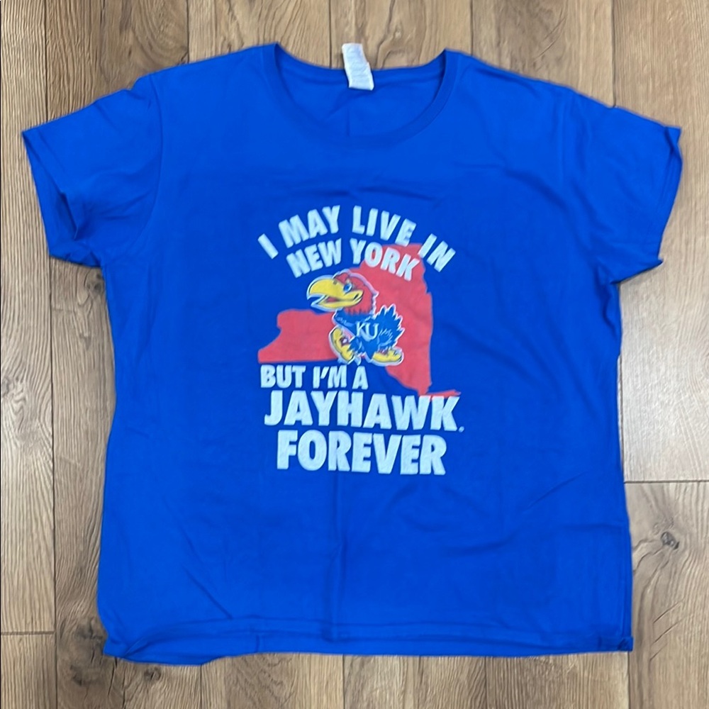Blue New York Jayhawk Forever Graphic T-Shirt